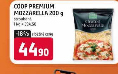 COOP PREMIUM MOZZARELLA 200 g strouhaná 