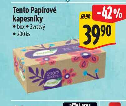 Tento Papírové kapesníky box 2vrstvý  200 ks 