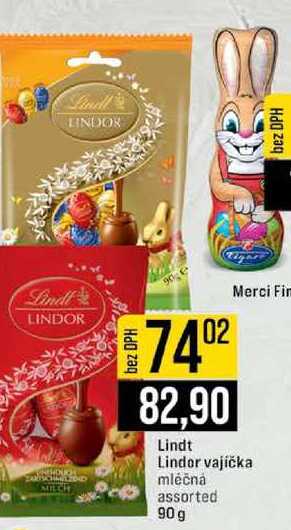 Lindt Lindor vajíčka mléčná assorted 90 g