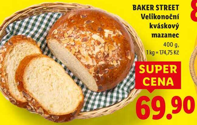BAKER STREET Velikonoční kváskový mazanec, 400 g