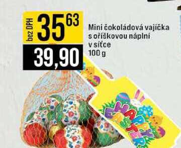 Mini čokoládová vajíčka s oříškovou náplní v sítce 100 g