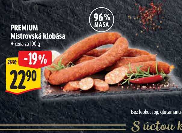PREMIUM Mistrovská klobása  100 g