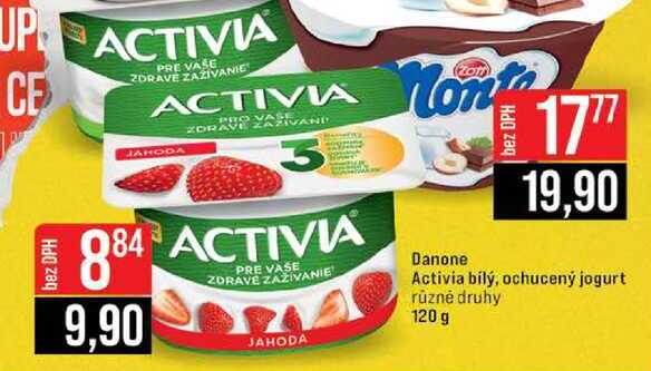 Danone Activia bílý, ochucený jogurt různé druhy 120 g 