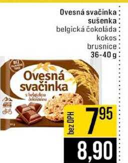 Ovesná svačinka sušenka belgická čokoláda Ovesná svačinka belgicka kokos brusnice 36-40g