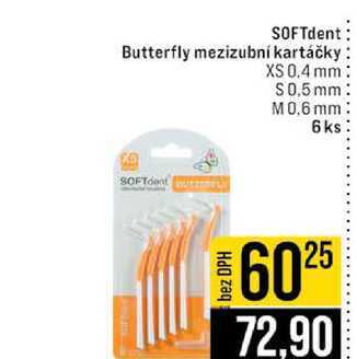 SOFTdent Butterfly mezizubní kartáčky XS 0.4 mm S 0,5 mm M 0,6 mm 6ks