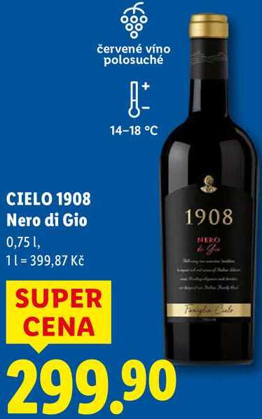 CIELO 1908 Nero di Gio, 0,75 l