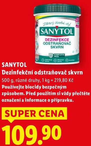 SANYTOL Dezinfekční odstraňovač skvrn, 500 g