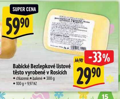   Babické Bezlepkové listové těsto vyrobené v Rosicích 300 g