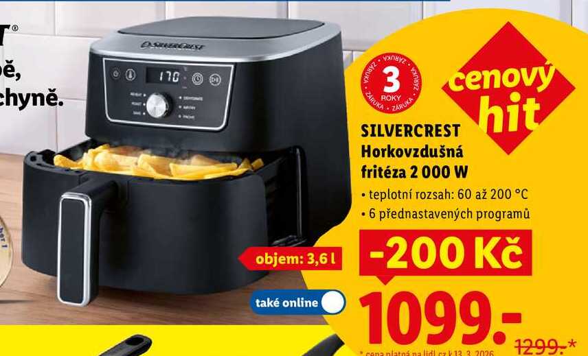 SILVERCREST Horkovzdušná fritéza 2 000 W