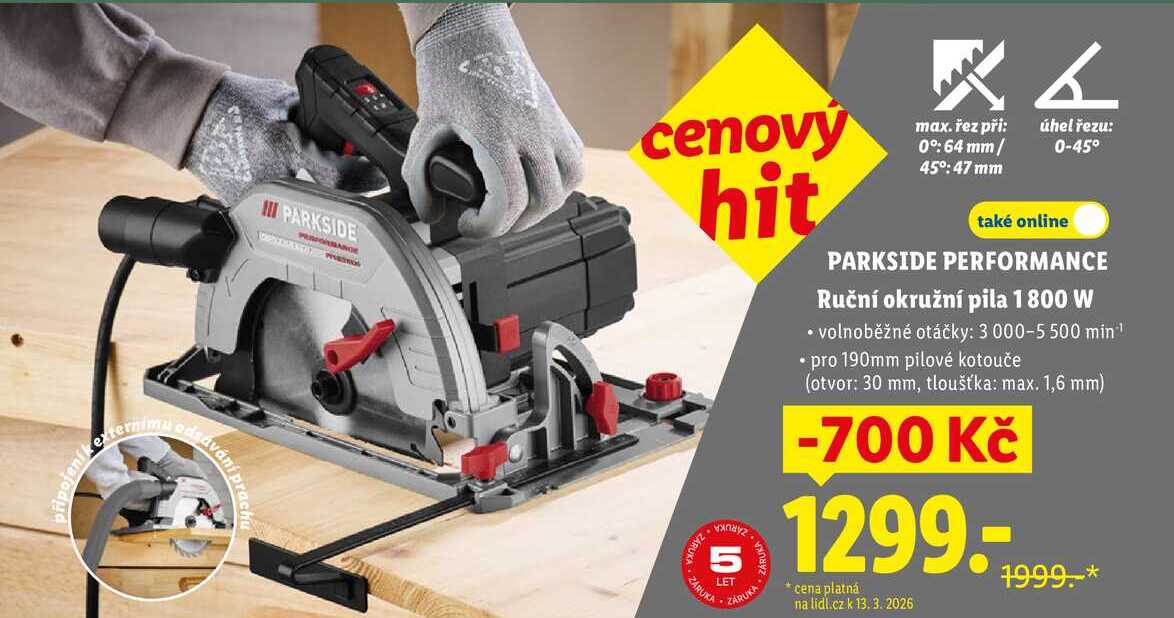 PARKSIDE PERFORMANCE Ruční okružní pila 1800 W