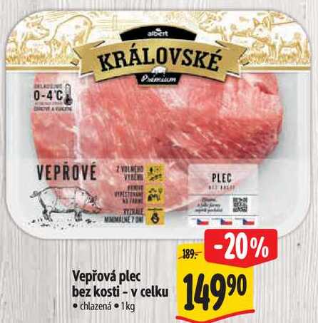 Vepřová plec bez kosti - v celku, 1 kg