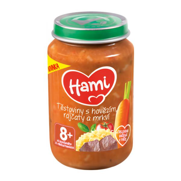 Hami masozeleninový příkrm Těstoviny s hovězím, rajčaty a mrkví