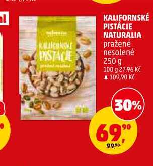 KALIFORNSKÉ PISTÁCIE NATURALIA pražené nesolené, 250 g 