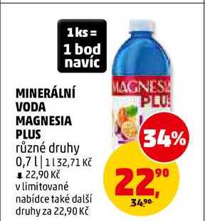 MINERÁLNÍ VODA MAGNESIA PLUS, 0,7 l