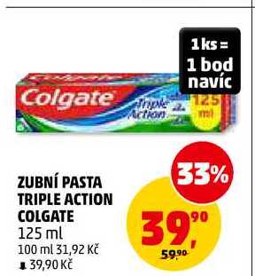ZUBNÍ PASTA TRIPLE ACTION COLGATE, 125 ml
