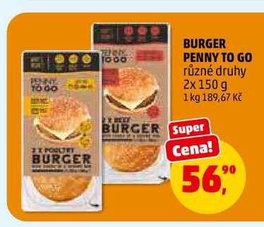 BURGER PENNY TO GO, 2x 150 g