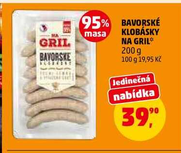 BAVORSKÉ KLOBÁSKY NA GRIL, 200 g