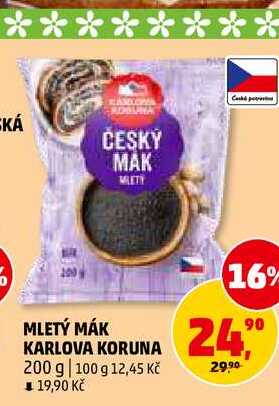 MLETÝ MÁK KARLOVA KORUNA, 200 g