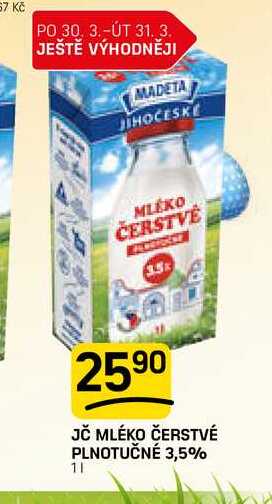 JČ MLÉKO ČERSTVÉ PLNOTUČNÉ 3,5% 1l