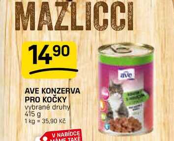 AVE KONZERVA PRO KOČKY vybrané druhy 415 g 