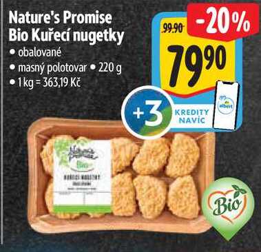 Nature's Promise Bio Kuřecí nugetky, 220 g