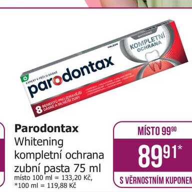 Parodontax Whitening kompletní ochrana zubní pasta 75 ml