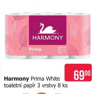 Harmony Prima White toaletní papír 3vrstvý 8 ks 