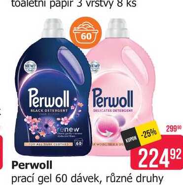 Perwoll renew prací gel 60 dávek, různé druhy 