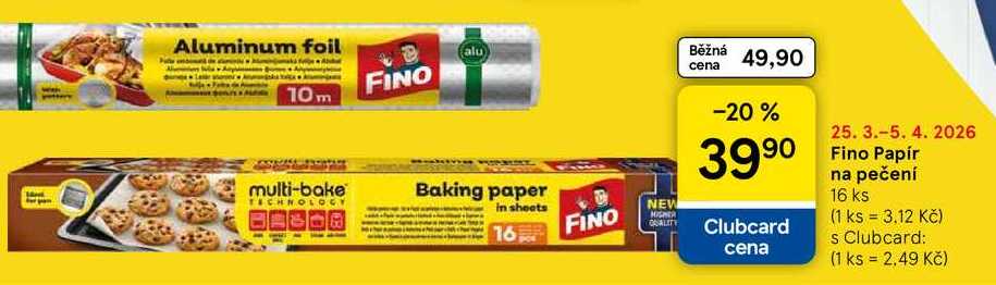 Fino Papír na pečení, 16 ks 