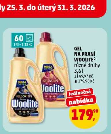 GEL NA PRANÍ WOOLITE, 3,6 l