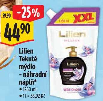 Lilien Tekuté mýdlo - náhradní náplň, 1250 ml