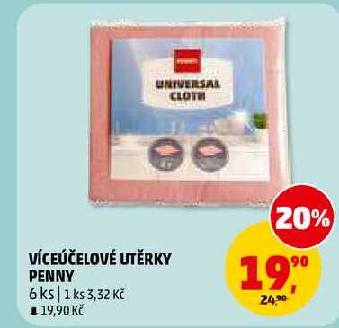 VÍCEÚČELOVÉ UTĚRKY PENNY, 6 ks 