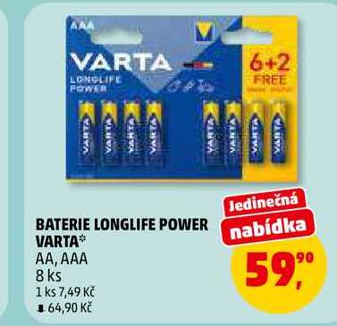 BATERIE LONGLIFE POWER VARTA AA, AAA, 8 ks 