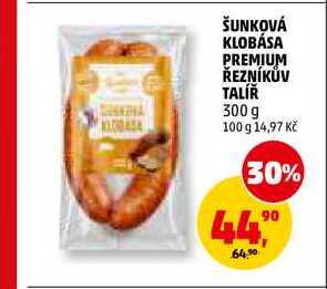 ŠUNKOVÁ KLOBÁSA PREMIUM ŘEZNÍKŮV TALÍŘ, 300 g 