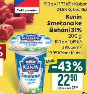 Kunín Smetana ke šlehání 31% 200 g 