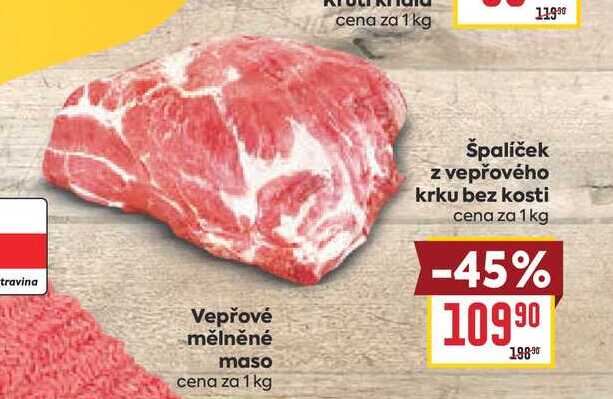 Špalíček z vepřového krku bez kosti cena za 1kg