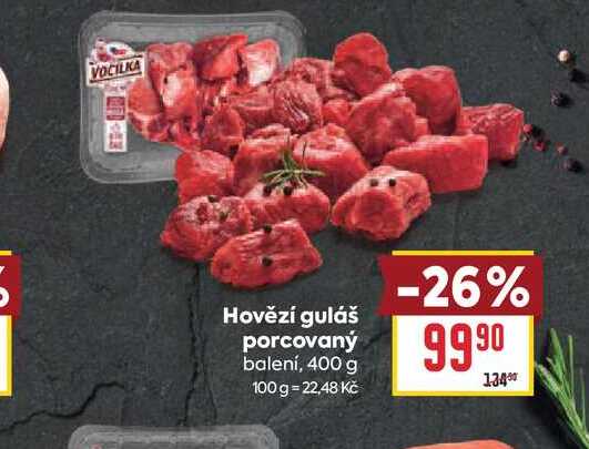 Hovězí guláš porcovaný balení, 400 g 