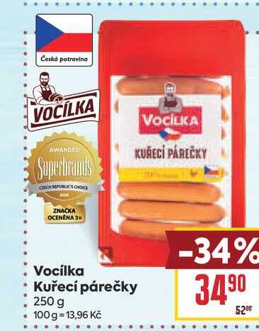 Vocilka Kuřecí párečky 250 g 