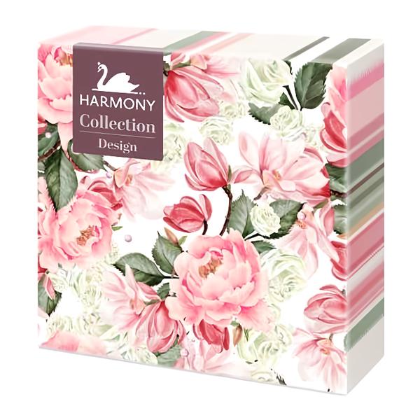 Harmony Ubrousky s motivem pivoněk, 3vrstvé, 33x33cm