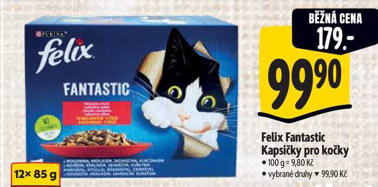 Felix Fantastic Kapsičky pro kočky, 12x 85 g