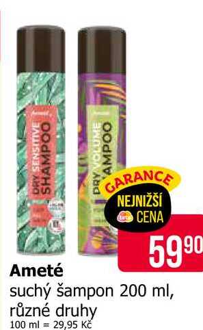 Ameté suchý šampon 200 ml, různé druhy