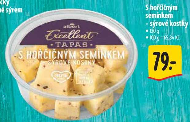 S hořčičným semínkem - sýrové kostky, 120 g