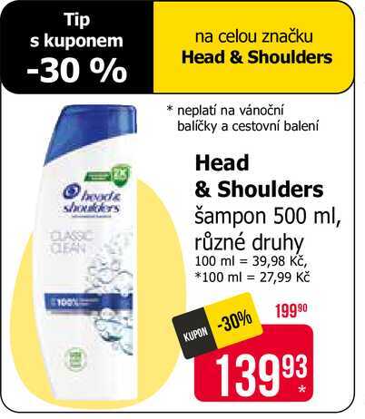 Head & Shoulders šampon 500ml, vybrané druhy