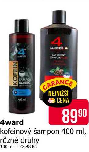 4ward kofeinový šampon 400 ml, různé druhy 
