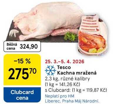 Tesco Kachna mražená, 2,3 kg 