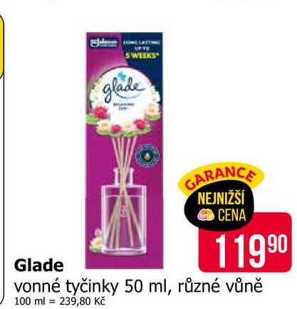 Glade vonné tyčinky 50 ml, různé vůně 