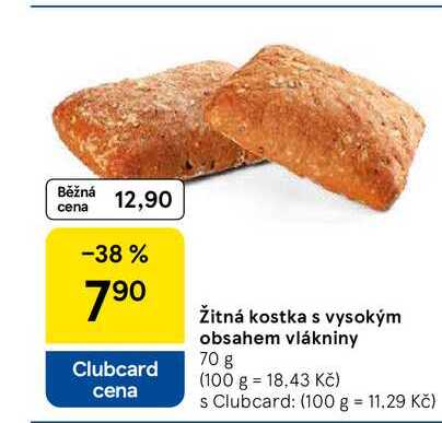 Žitná kostka s vysokým obsahem vlákniny, 70 g  