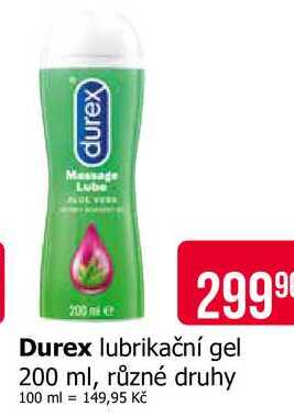 Durex lubrikační gel 200 ml, různé druhy 