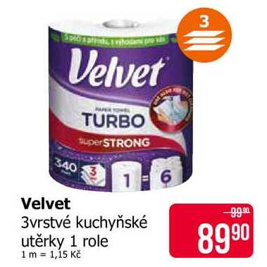 Velvet 3vrstvé kuchyňské utěrky 1 role 