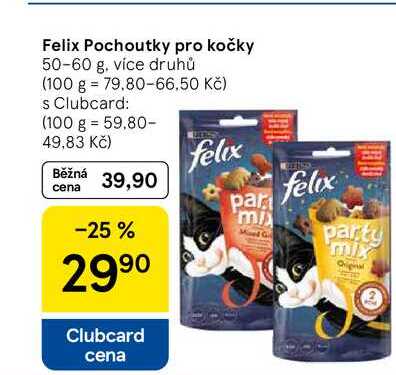 Felix Pochoutky pro kočky, 50-60 g, více druhů 